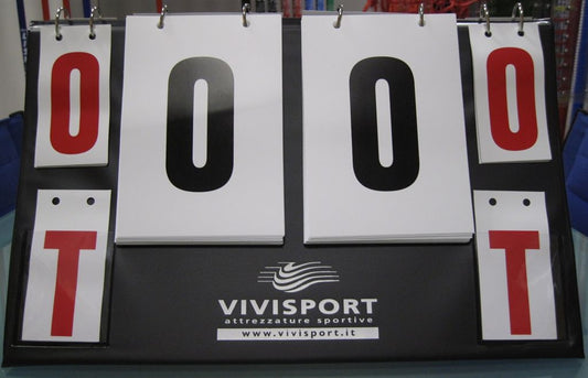 Segnapunti da tavolo con numerazione bifacciale da 0 a 50 e segnalazione time-out