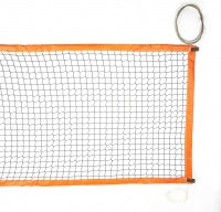 Rete beach volley - beach tennis - racchettoni, maglia 42x42 mm. banda perimetrale in PVC colorata, cavo tendirete superiore in acciaio zincato diam. 5 mm. rivestito in pvc, cavo inferiore in polieste