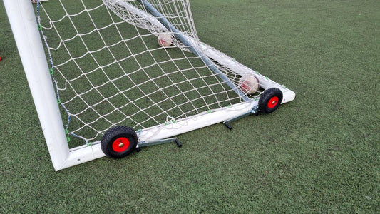 Porte calcio in alluminio mobili, gomiti saldati, autoportanti, CERTIFICATE UNI EN 748