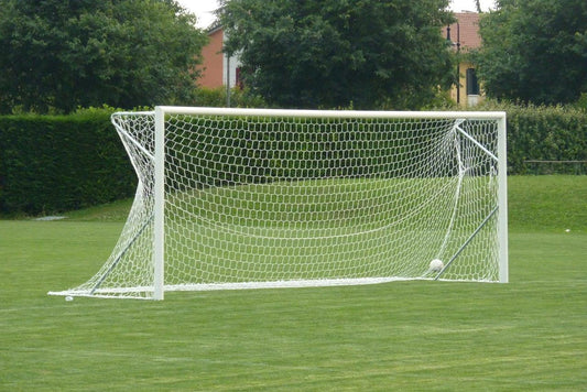 Porte calcio in alluminio mobili, gomiti saldati, autoportanti