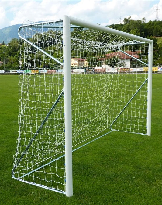 Porta calcio pulcini 4x2 in acciaio, fisse, complete di bussole