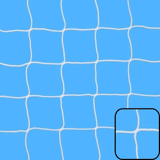 Coppia reti calcio in treccia, 100% polietilene, stab. U.V. maglia 12x12 cm., lavorazione senza nodo - mod. "campionato"