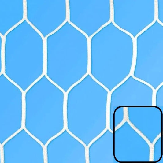 Coppia reti calcio in nylon poliamide testurizzato, stab. U.V. mod. "esagonale extra"