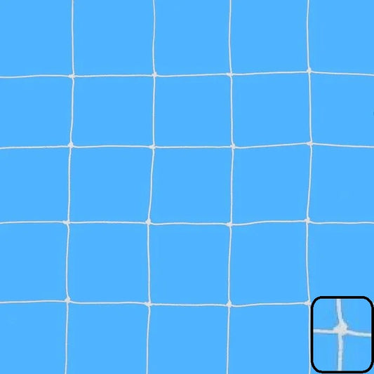 Coppia reti calcio ridotte per porte 6x2 in treccia polipropilene stab. U.V., lavorazione senza nodo.